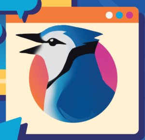 Blue Jay (Cyanocitta cristata) on the front of the game box