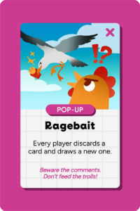 American Herring Gull (Larus argentatus) and Chicken (Gallus gallus domesticus) on the Pop-Up card, "Ragebait"